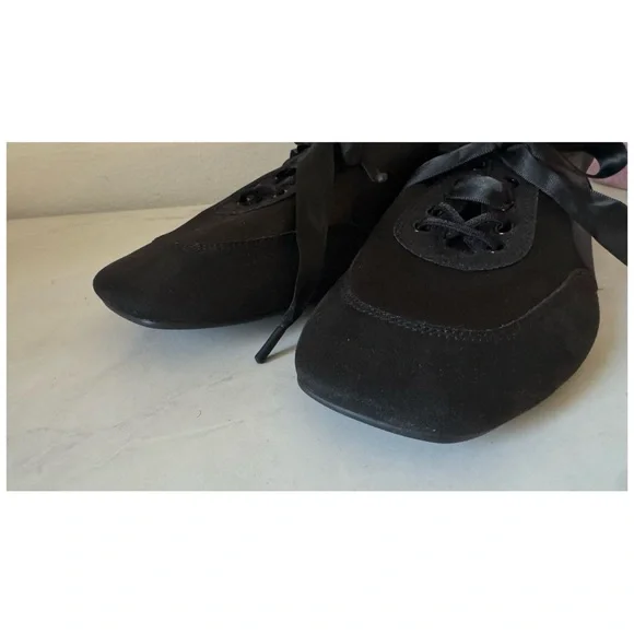 Vivaia Square-Toe Lace-Up Satin Sneakerina (Cristina) in black - Picture 5 of 13